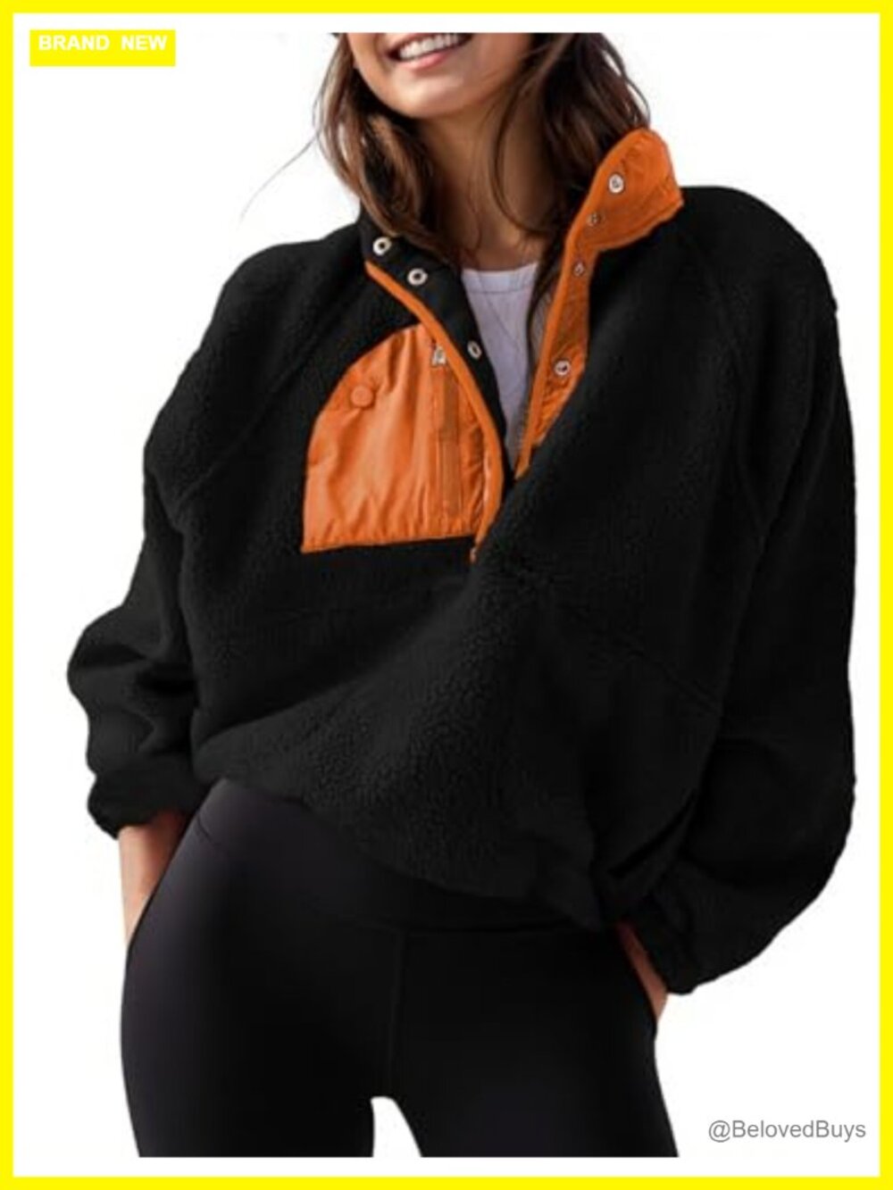 Fleece Pullover Jacket Cropped Fuzzy Sherpa Sweatshirt Coat with Pockets